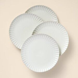 4pk 10.5" Scalloped Edge Stoneware Dinner Plates Cream - Hearth & Hand Magnolia